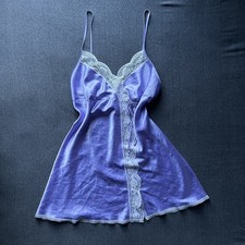 Victoria s Secret Lavender Satin Slip Dress Lace Trim Y2K Lingerie Size M
