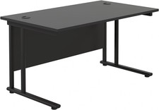 Heavy Duty Cantilever Office Desk 1200x800mm, Black Frame, 80kg, Cable Ports