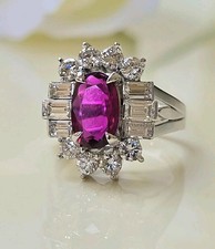 Ring Ruby 1.60ct Diamonds 2.10ct Platinum Untreated 18k No Heat Certificate