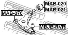 FEBEST 1995-2003 Mitsubishi Lancer Front Bushing Front Control Arm MAB-070