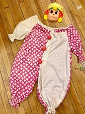 Vintage Kids Halloween Pink and White Houndstooth Clown Costume for Children