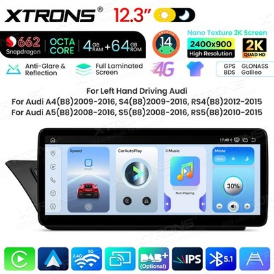 12,3'' Android 14 Navi Autoradio für Audi A4 B8 Multimedia 8-Kern 4G 64GB Carplay
