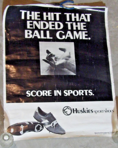 Rare Early 1970's Huskies Sports Shoes Advertising Poster-Anti Drug-Needle