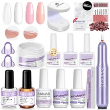 SAVILAND Builder Nail Gel Kit with Nail Drill - Clear Pink Nude White Hard Gel