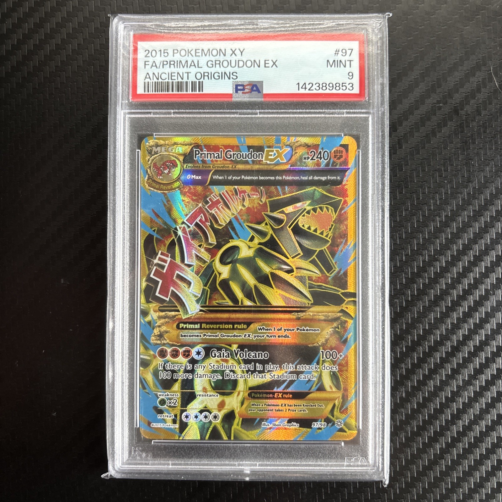 Pokemon Primal Groudon EX 97/98 XY Ancient Origins EN Holo Full Art PSA 9