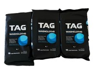 3 Packs Tag Travel Washcloths 18 Large Per Pack Not Flushable Alcohol Free