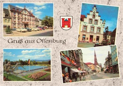 Offenburg Offenbourg Town Hall Loewenbrunnen Deer Pharmacy at the Fish Market Outdoor Pool