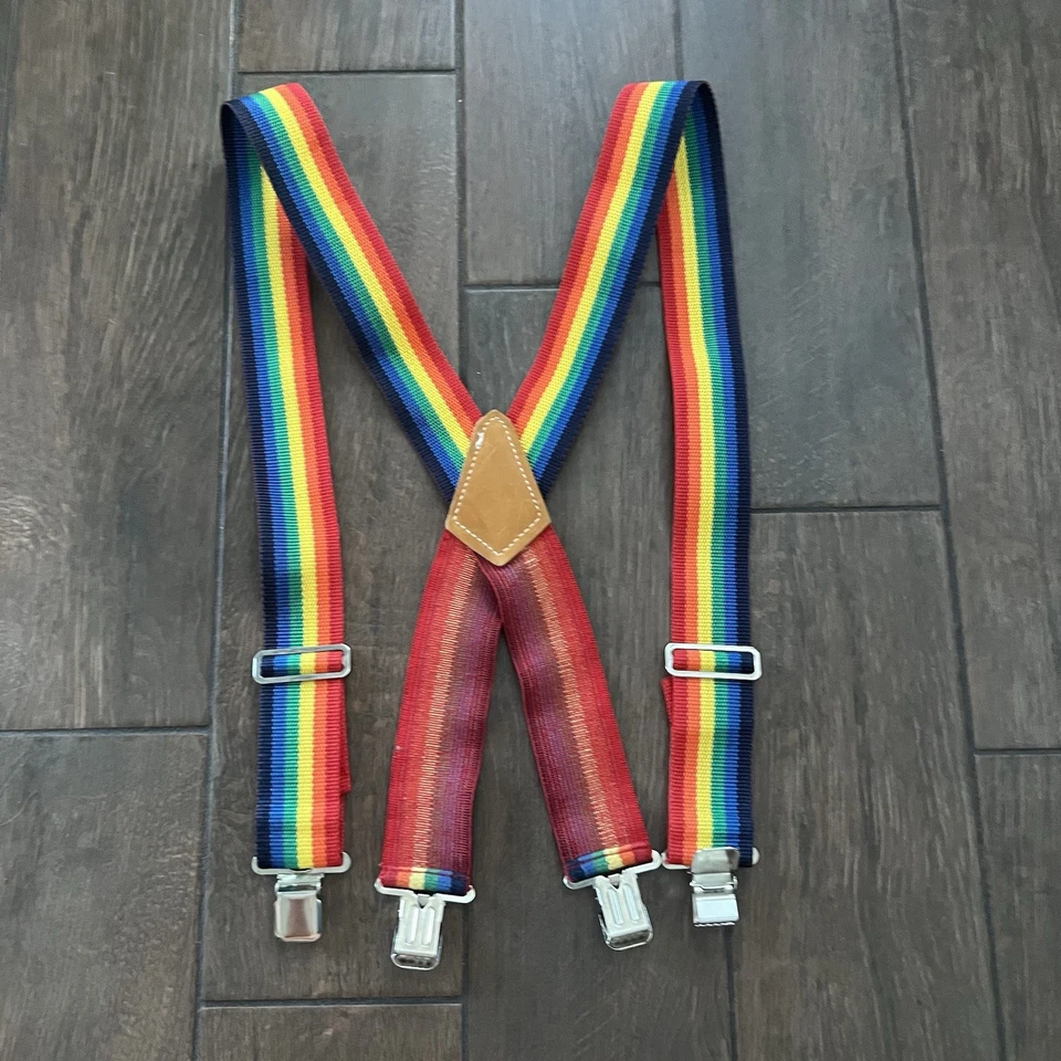 Nicholas Rainbow 113 VTG 70s - 2" Suspenders Unisex Lobster Claw - Image 3 of 3