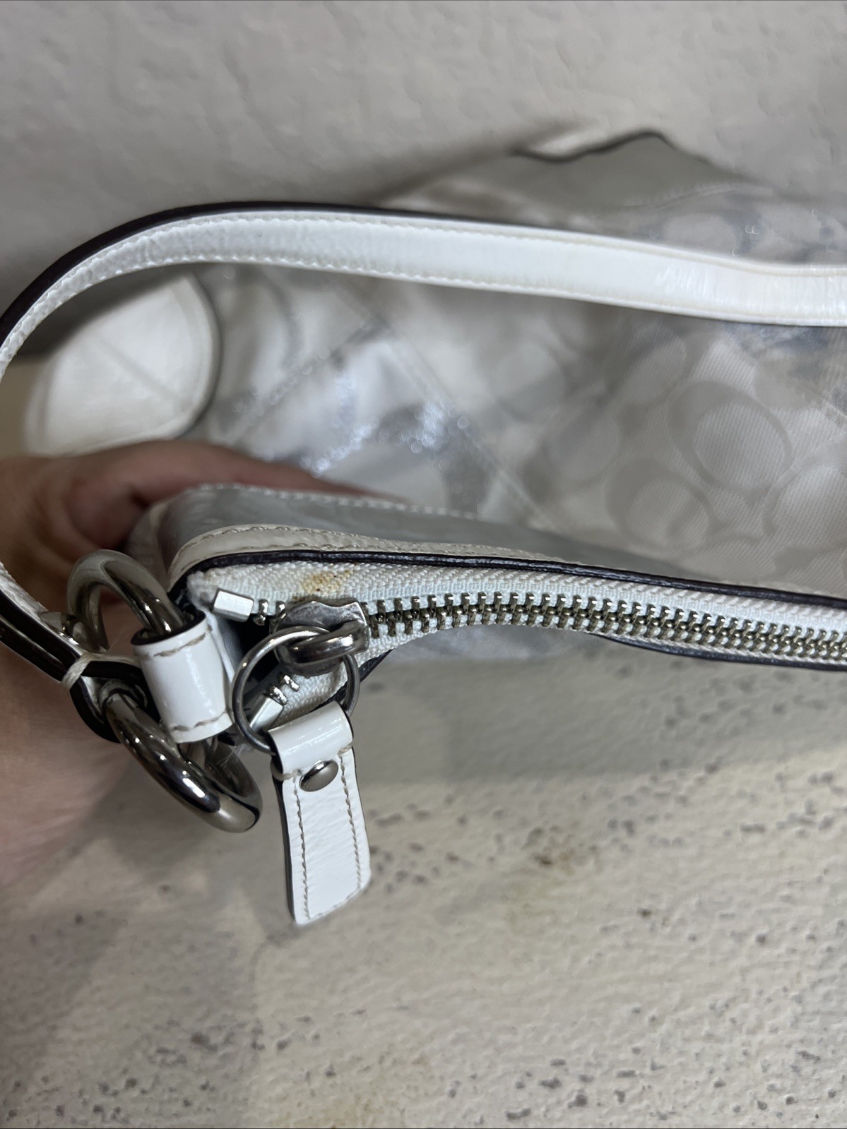 COACH (2008) GRAY WHITE Silver Patchwork  CROSSBO… - image 10