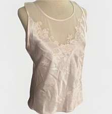 Cinema Etoile Women's Ivory Medium Satin Camisole Crochet Lace Romantic