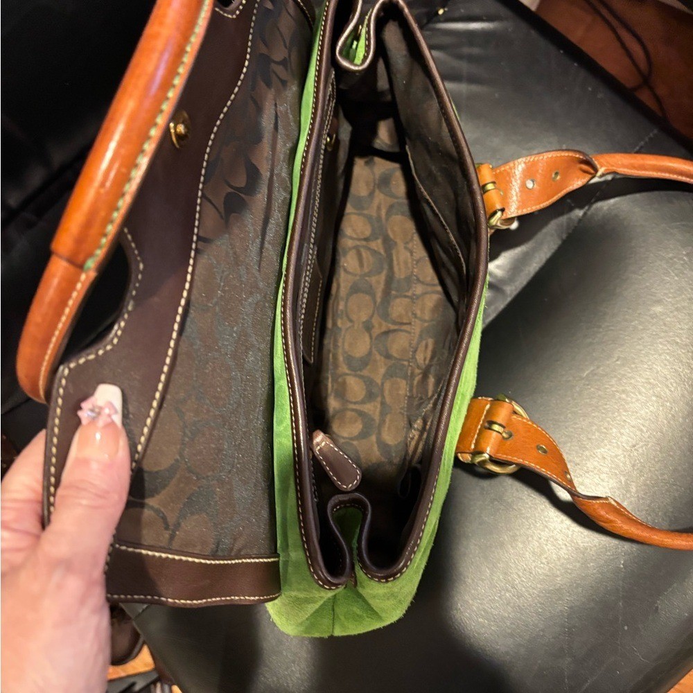 Rare Vintage Y2K 2004 Coach SoHo Green Suede Bag image 5