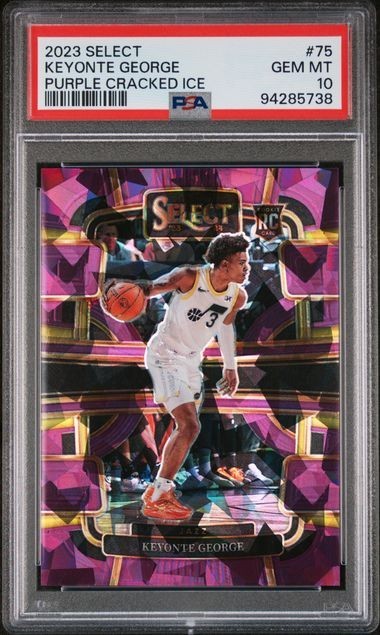 2023 PANINI SELECT #75 KEYONTE GEORGE PURPLE CRACKED ICE ROOKIE /99 PSA 10 GEM