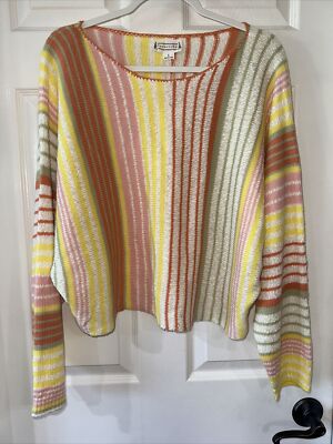 Loveriche Women's LG Pullover Sweater Long Sleeve Multi Stripe NWT - SEE NOTE