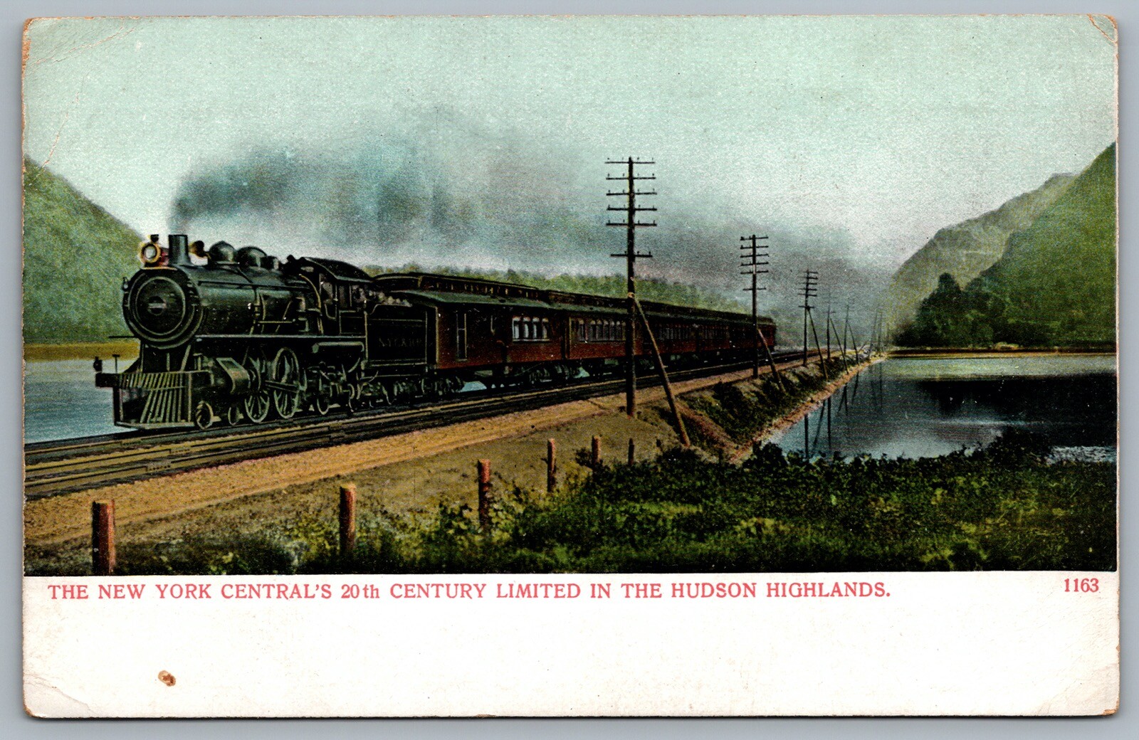 Postcard c1905 New York Central's 20th Century Limited In The Hudson Highlands