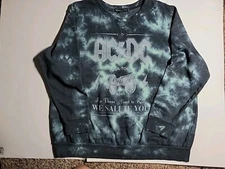 AC/DC Sweatshirt, Grey And Green Tie Dye, Size 1