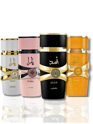 Big SALE Lattafa 4 Piece Eau de Parfum Gift Set Yara Pink, White, Orange, Asad