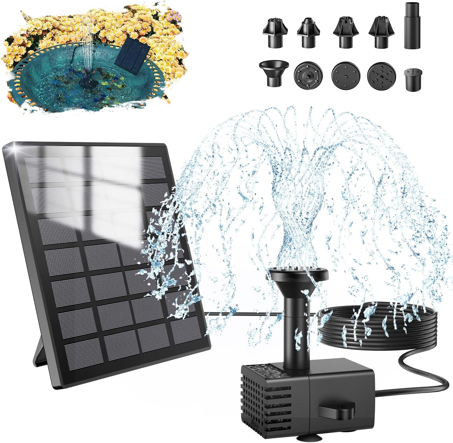 Fuente de energía solar mejorada bomba de agua sumergible con panel de filtro estanque piscina