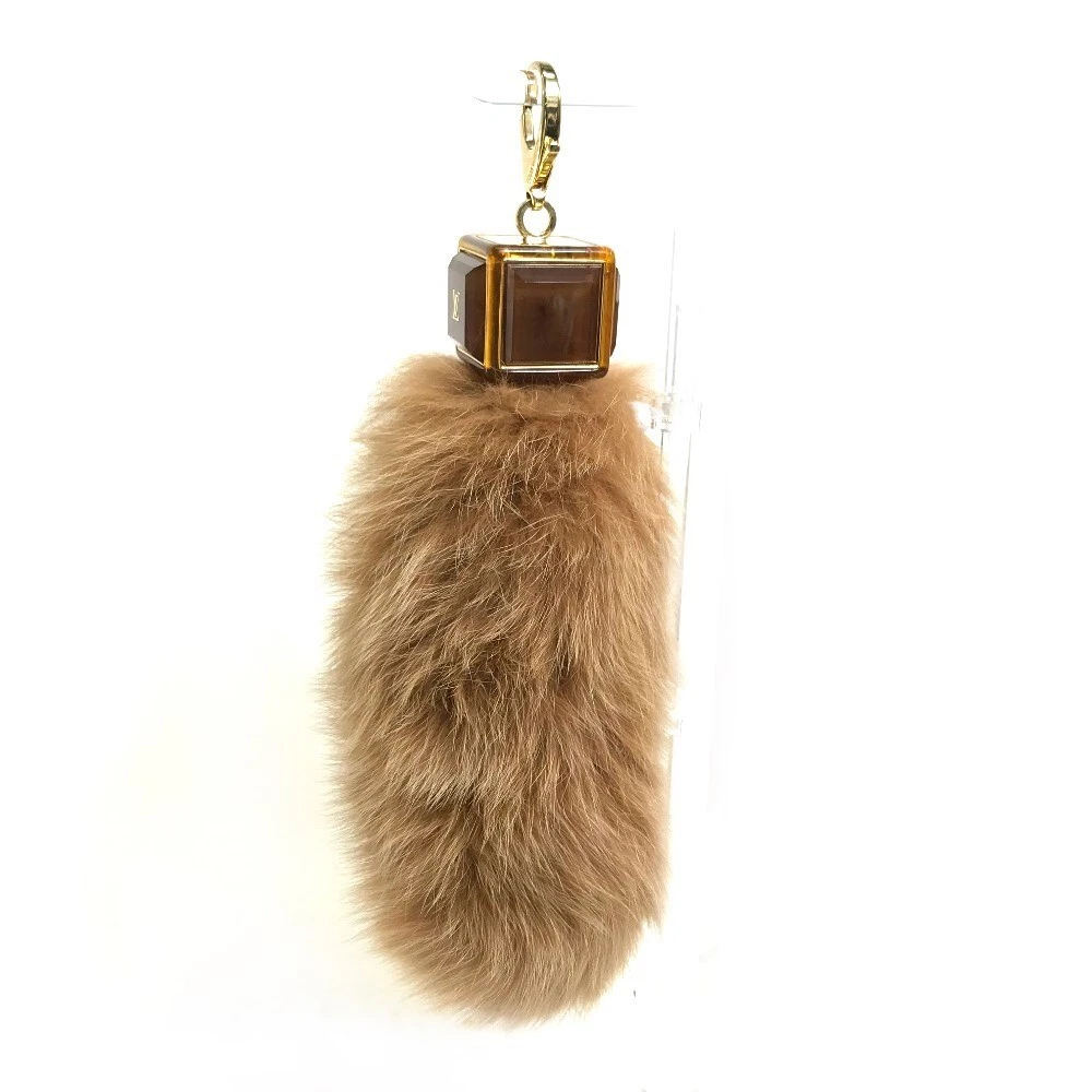 LOUIS VUITTON M63093 Cat motif Bijoux Sac Wild Fur charm Key Holder fur pink