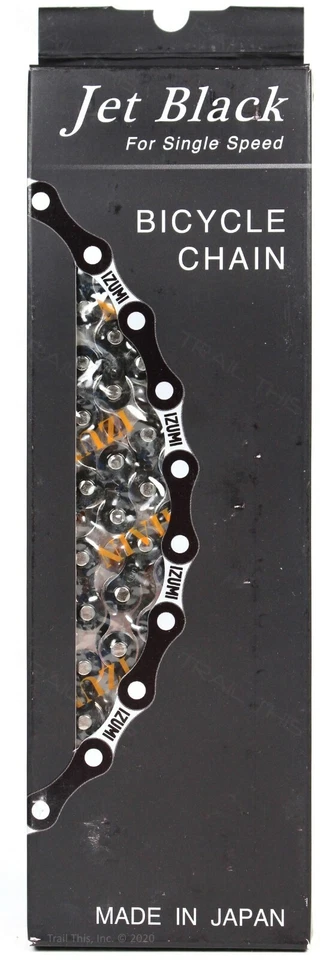 Велосипедная цепь Izumi Jet серебристая черная 1/8 дюйма односкоростная 116 л для веломотокросса трековая фиксируемая - Изображение 3 из 4