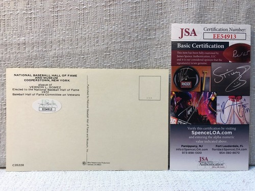 Lefty Gomez Signed Autographed Gold Hall of Fame Plaque HOF Postcard Card JSA - Picture 3 of 3