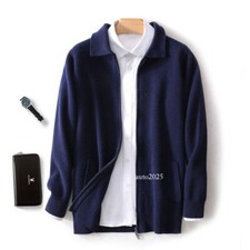Spring Mens 100 Wool Long Sleeve Knitwear Outwears Coats Jacket Sweaters Zipper