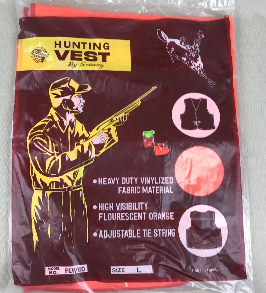 SEAWAY Vintage Hunting Vest Large High Visibility Fluorescent Orange Adjustable - Image 2 of 4