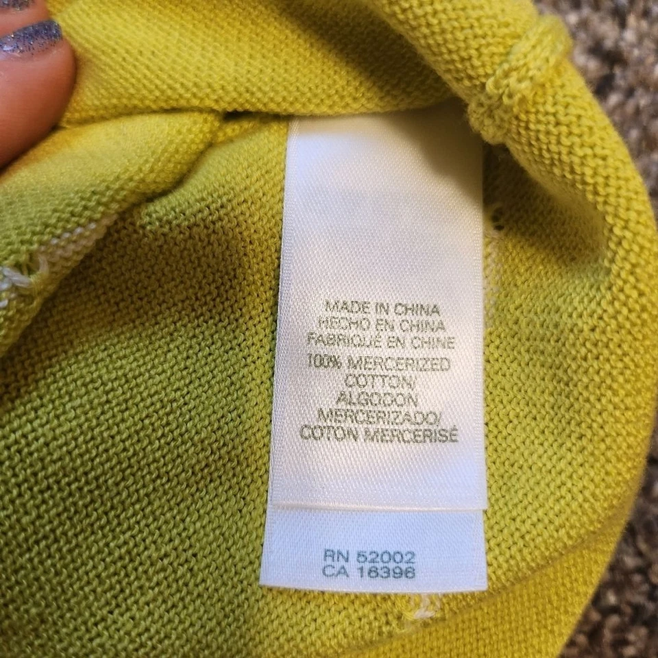 Lizgolf Green and White Stripe Short Sleeve Mercerized Cotton Large Top - Image 2 of 4