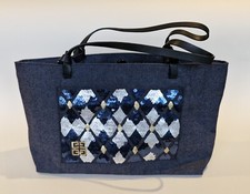 Superbe SAC A MAIN vintage par GIVENCHY en tissu denim et sequins