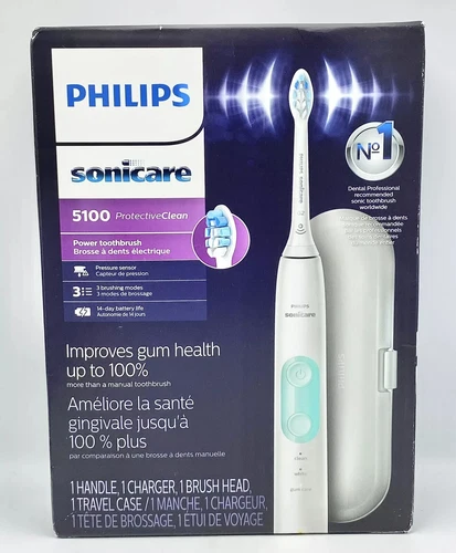 Philips Sonicare ProtectiveClean 5100 Sonic Electric Toothbrush White HX6857/11 - Picture 1 of 6