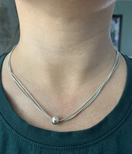 silpada thoreau necklace 16” Sterling Silver Triple Chain Single Bead 925