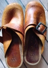 Sanita Urban- Danish Leather and Wood Clog Mule Slip on Shoes-READ