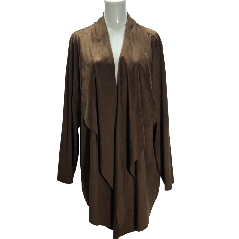 Soft Surroundings Drape Faux Suede Jacket Cardigan Womens NWT Long Sleeve 3X - Image 2 of 4