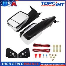 Chrome Pair Power Heated Led Signal Tow Mirrors New Style For Dodge Ram 98-2002