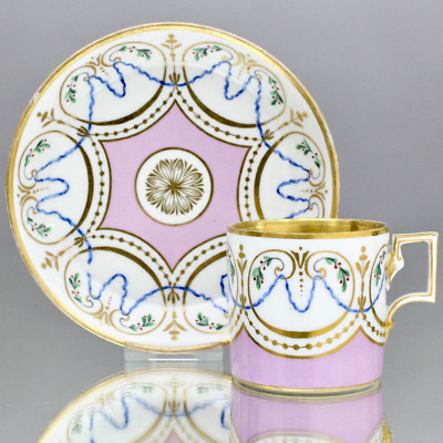 Alt Wien um 1807: Dessin Tasse, Kaffeetasse, cabinet cup, Rosa, Gold