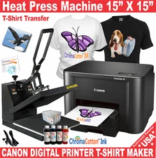 Canon Printer Heat & Press 15x15 Transfer T-shirt Maker Start Bundle