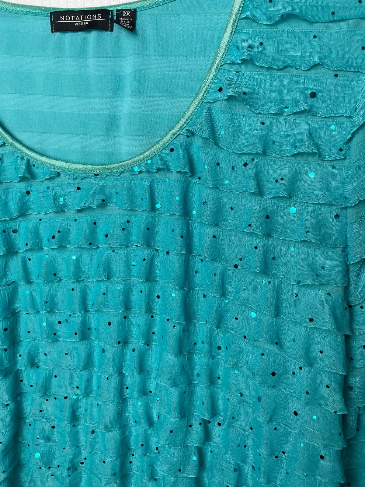 Notations Pullover Womens Plus Size 2x Turquoise … - image 4