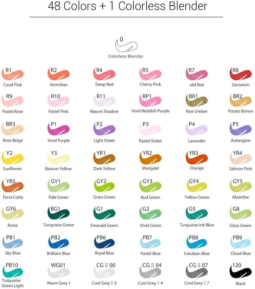 欧胡 48 色酒精刷标记 + 1 酒精标记搅拌机、刷子和精细 — 第 2/4 张图片