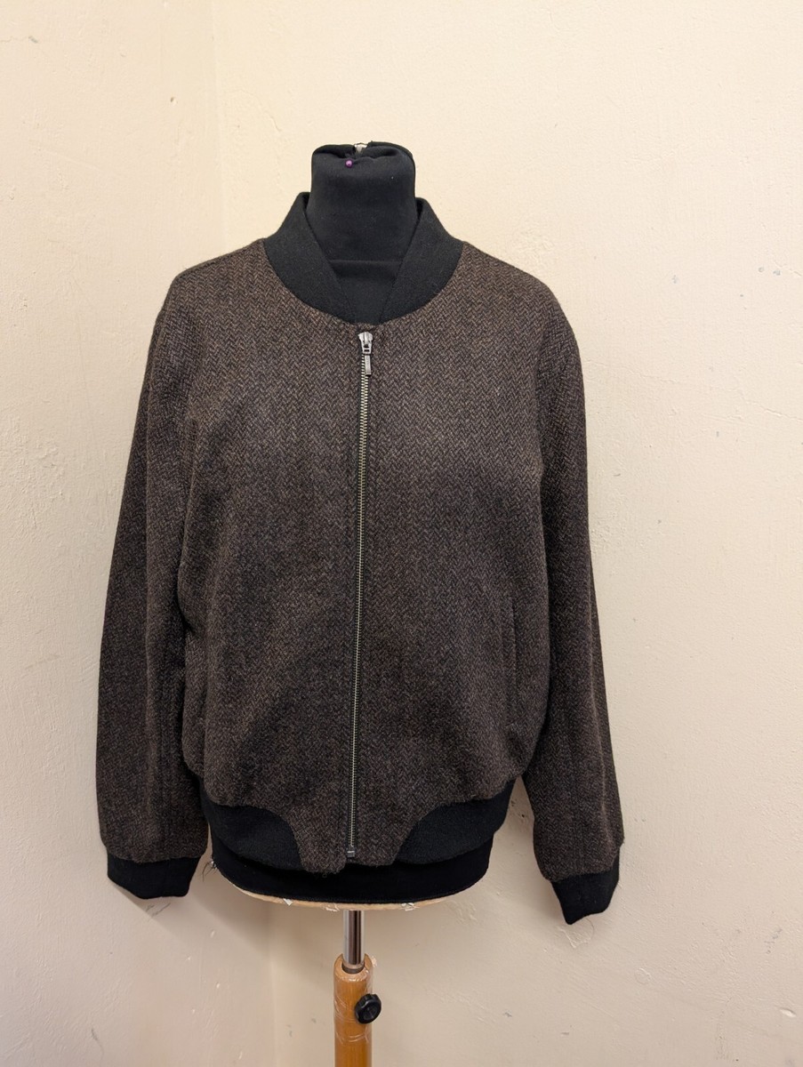 Peruvian Connection Brown/Black Alpaca/Wool Bomber Jacket, UK L