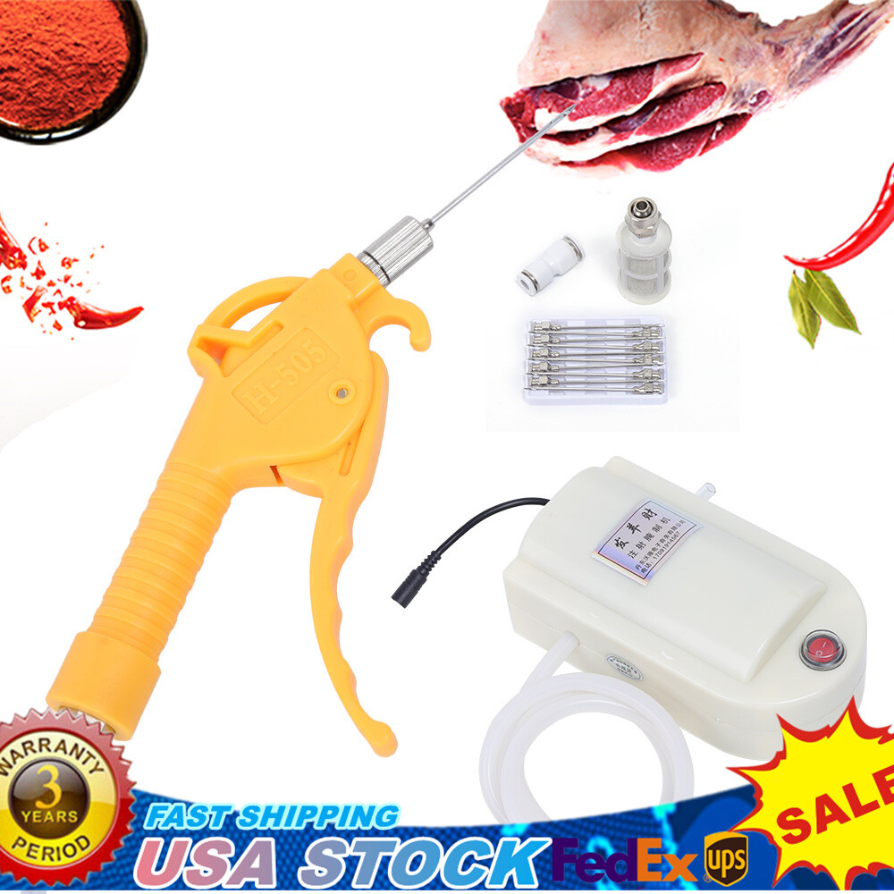Meat Injector Gun Pump with Hose, Stainless Steel Electric Marinade