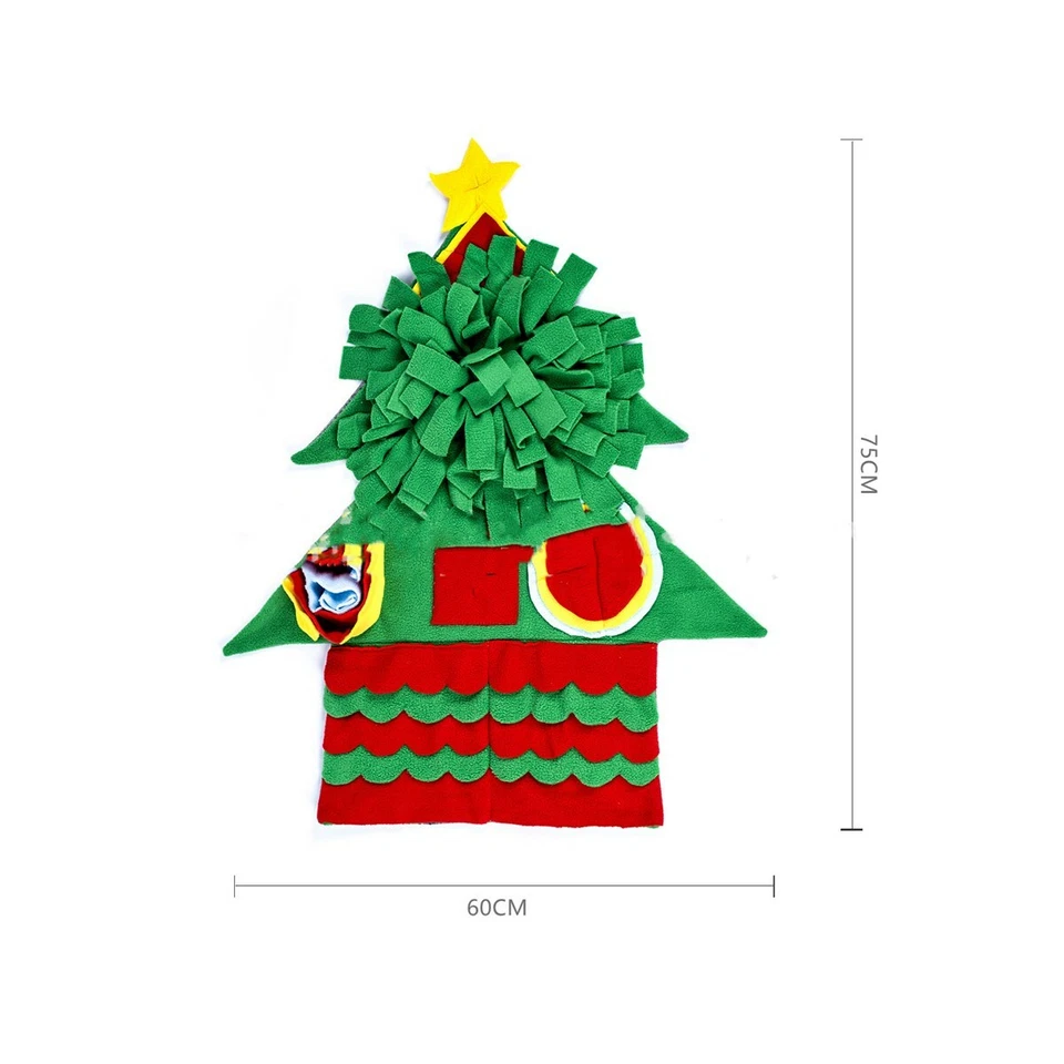 Hunde Katze Schnüffelteppich Weihnachtsbaum Form Spielzeug Futtermatte 75x60cm - Bild 2 von 4