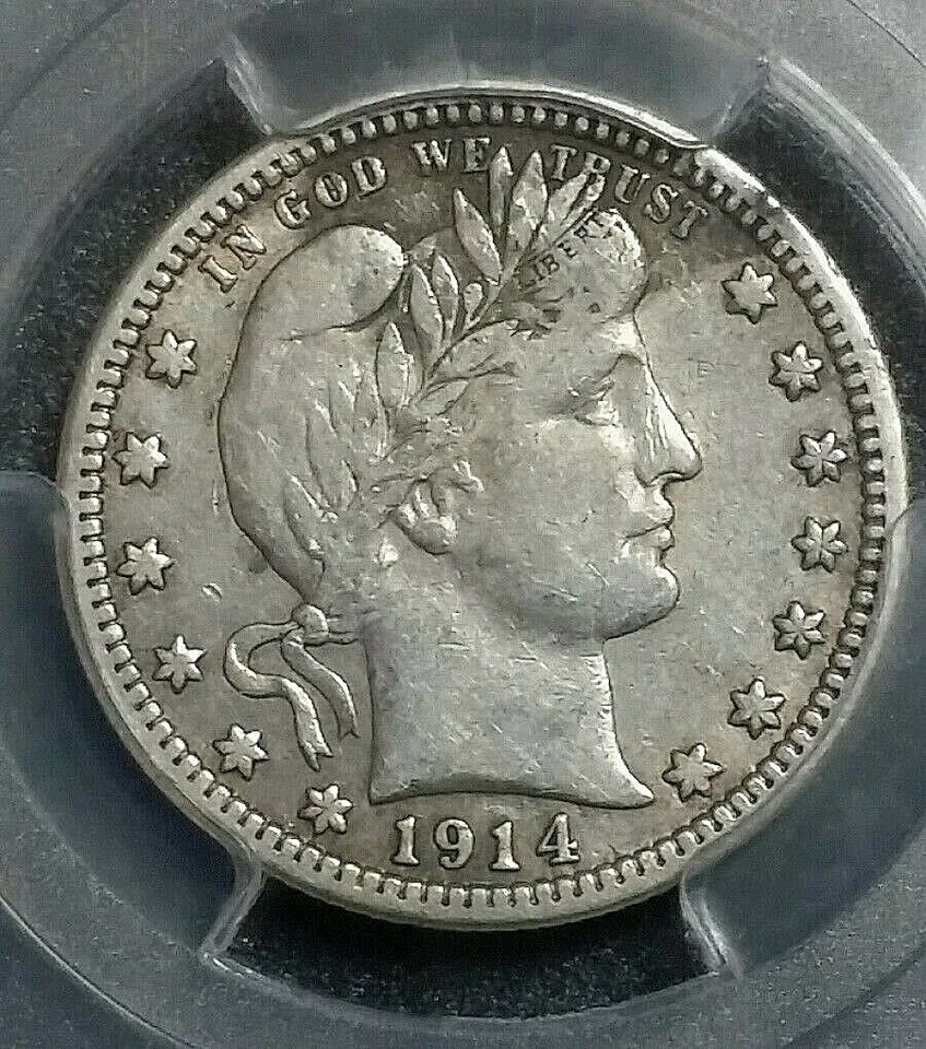 1914 S USA Barber Quarter PCGS VF Rare Low Mintage Key Date Legal Tender Silver  - Image 2 of 4