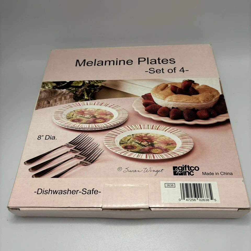 "Juego de 4 platos de melamina Susan Winget 8"" Dia Giftco Inc ensalada desierto" Foto 2 de 4