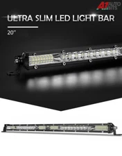 Single Row 20'' Slim Led Light Bar Night Lamp Spot Flood Beam Offroad 4x4 12-24V