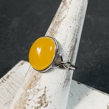 Natural Amber Ring with 925 Sterling Silver Setting Adjustable Ring Size