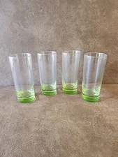 Vtg Libbey Crisa Green Weighted Bottom Drinking Glass Set Of 4 Listing 3