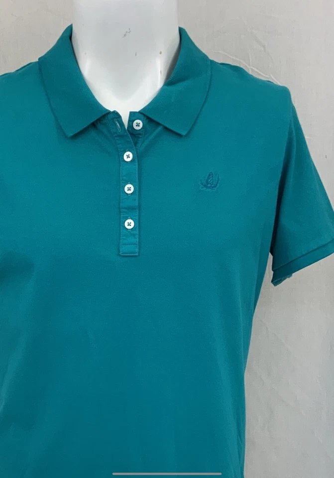 Orvis Polo Shirt L Women Aqua Cotton Stretch Made Peru Worn Once YGI R1-344 - Image 4 of 4