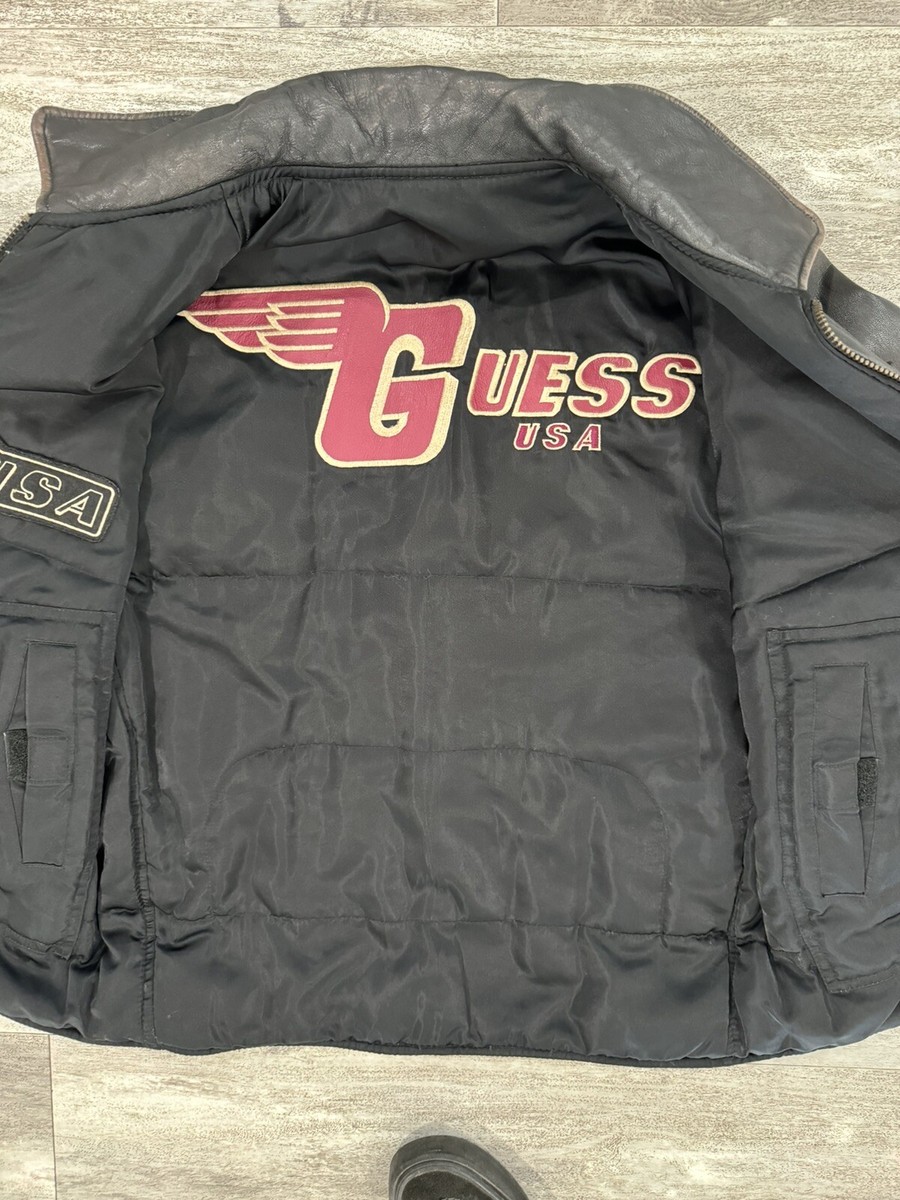 Guess USA ジャケット Guess USA Vintage Rider Style Genuine Leather Jacket Mens Size