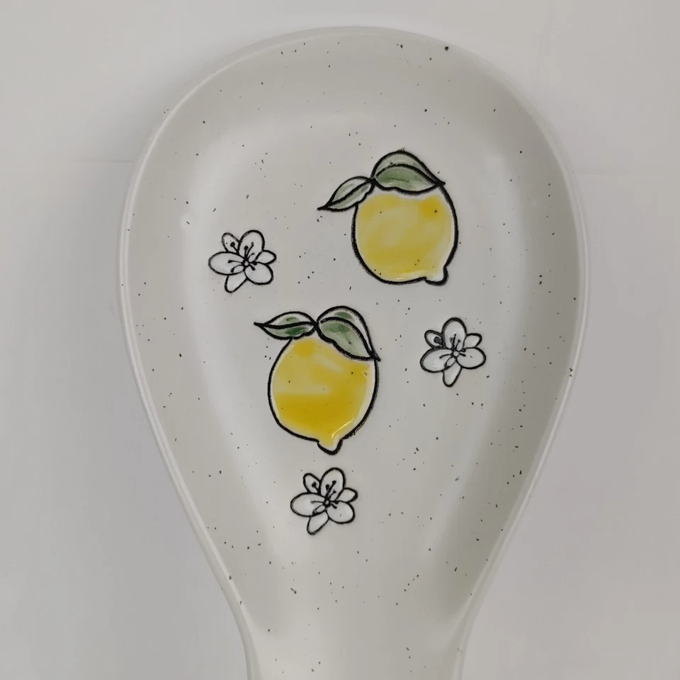 Spectrum Designz Lemon Bloom Spoon Rest Ceramic 2020 Cute Spring Summer White - Image 2 of 4