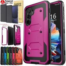 For Samsung Galaxy S24 FE 5G Shockproof Case Rugged Cover Privacy Tempered Glass