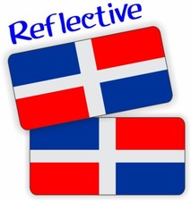 pair - REFLECTIVE 1"x2" Dominican Republic Flag Stickers Decals Flags